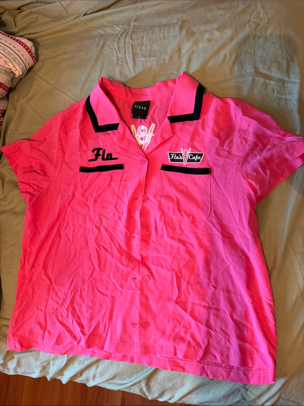 Pixar Kids' Hot Pink Bowling-Style Button Shirt with Black Trim